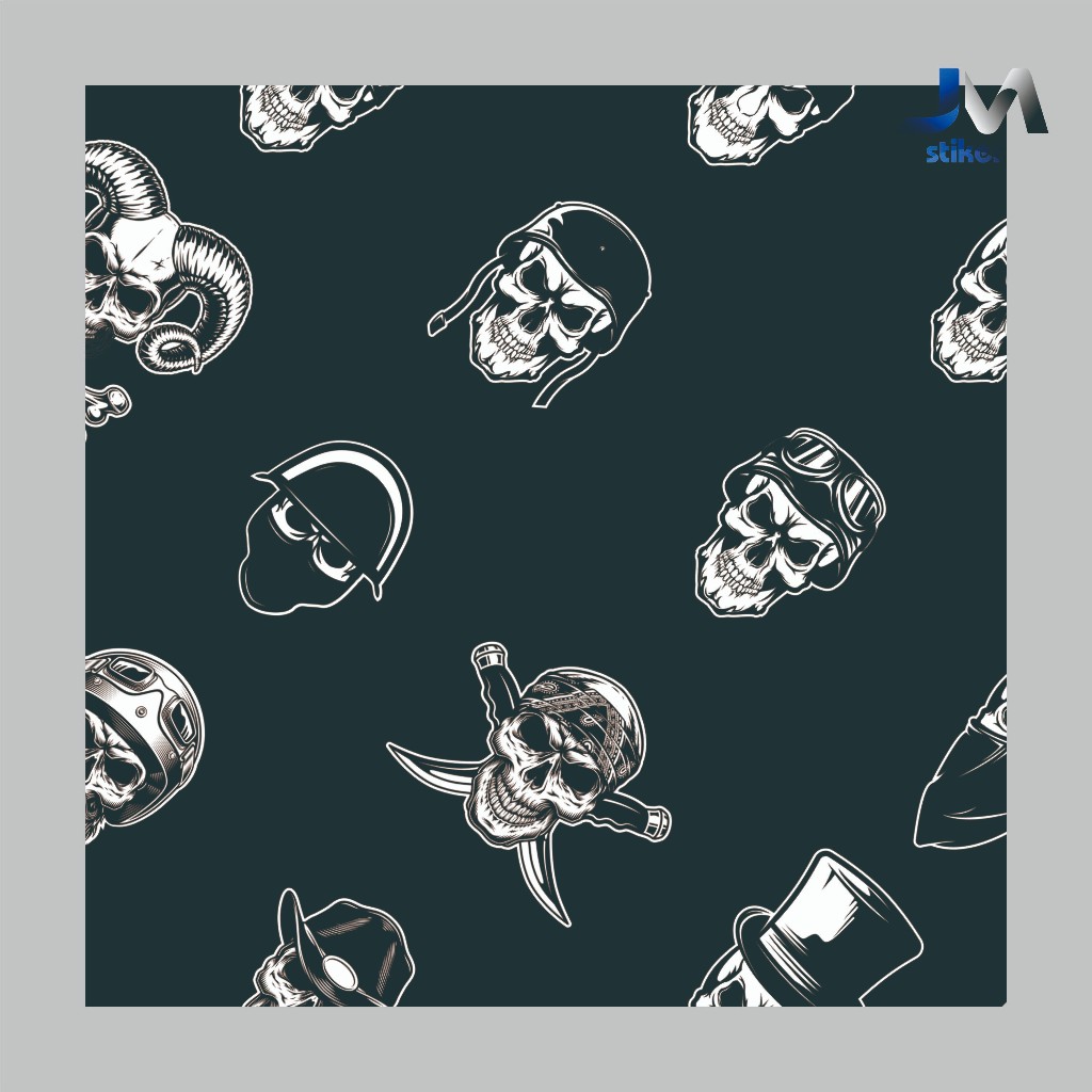 

paket stiker custom gambar tengkorak ukuran 6 cm x 6 cm 24 pcs bahan vinyl