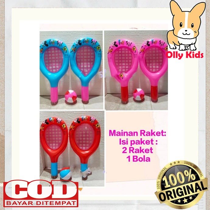 OLLYKIDS MA46 Mainan Anak Balon Bola Raket dengan 2 Raket 1 Bola Uk 62x32cm