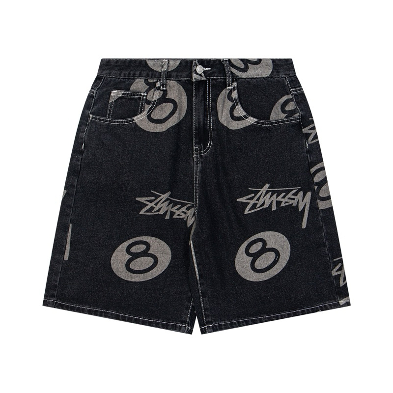 STUSSY 8 Ball Jorts Celana Pendek Skena Denim BLACK Jeans Streetwear Unisex