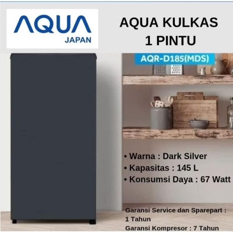 Kulkas 1 Pintu AQUA JAPAN AQR-D185 Warna Dark Silver / AQUA Kulkas 1 Pintu Kapasitas 145 L