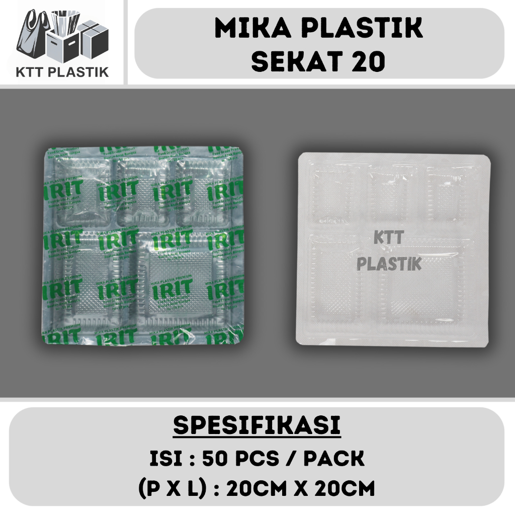 Mika Plastik Sekat 20 IRIT - Isi 50pcs / pack - Mika Wadah Makanan