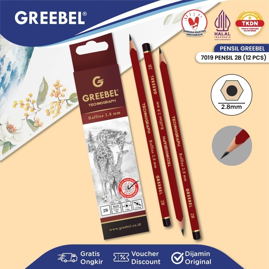 

Pensil Ujian Sekolah 2B Greebel 7019 Graphite Kayu BOX ISI 12 Pcs