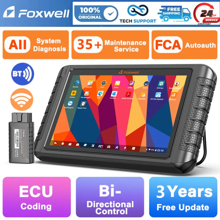 FOXWELL NT1009 12V 24V OBD2 Scanner Full System 2025 Car Diagnostic Tool Ecu Coding Scanner Bluetoot