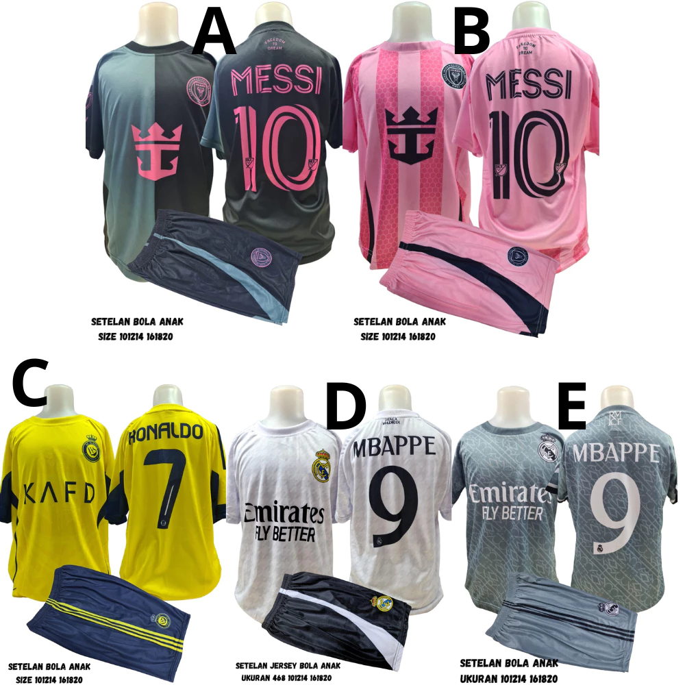Baju bola anak club setelan sepak bola kids football