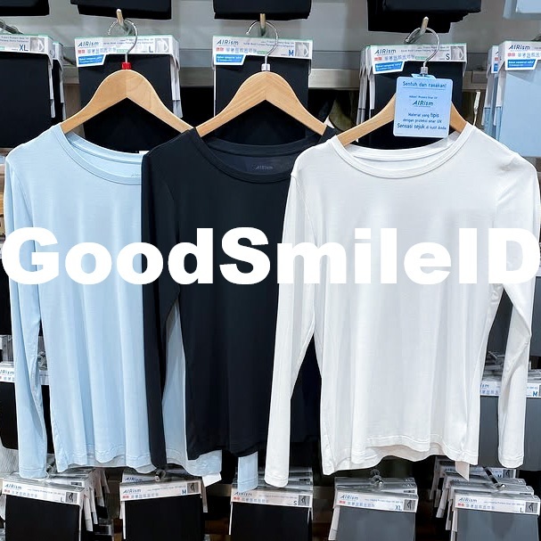 SALE Women Inner Crew Neck Kerah Bulat Wanita UV Protection AIRism Lengan Panjang Kaos Dalam Baju Da