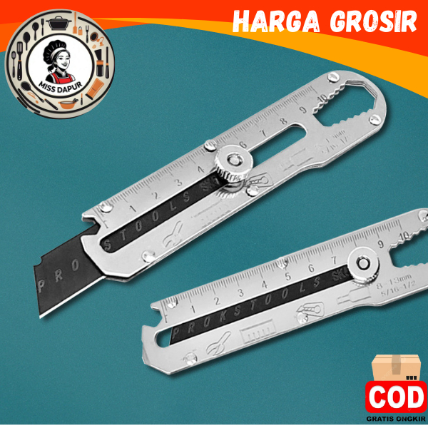 

Alat dapur serbaguna Pisau Cutter Stainless 6 IN 1 Pengaris Pembuka Baut Sekrup Tutup Botol Serbaguna Anti Karat Safety