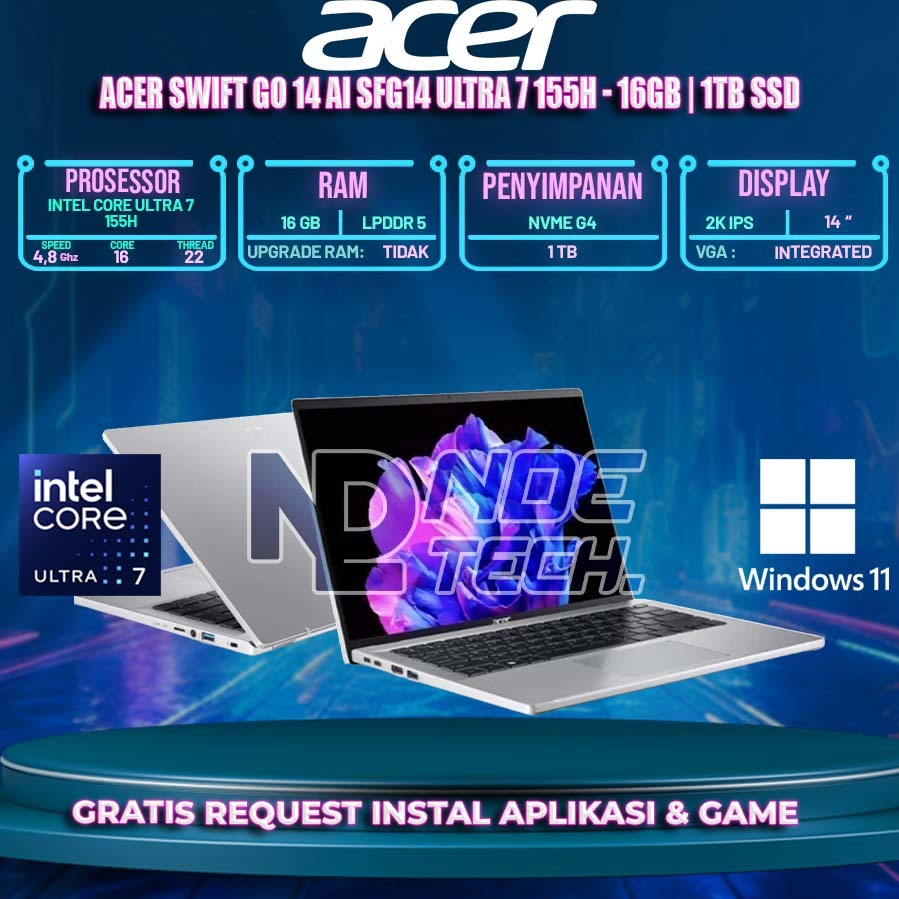 ACER SWIFT GO 14 AI SFG14 ULTRA 7 155H