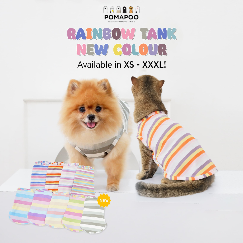 POMAPOO - Baju Kucing dan Baju Anjing Rainbow Tank