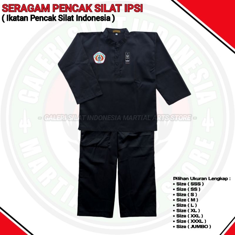 Baju Silat IPSI - Seragam Pencak Silat Hitam Standar IPSI - Sragam Sakral Silat Standar IPSI Hitam -