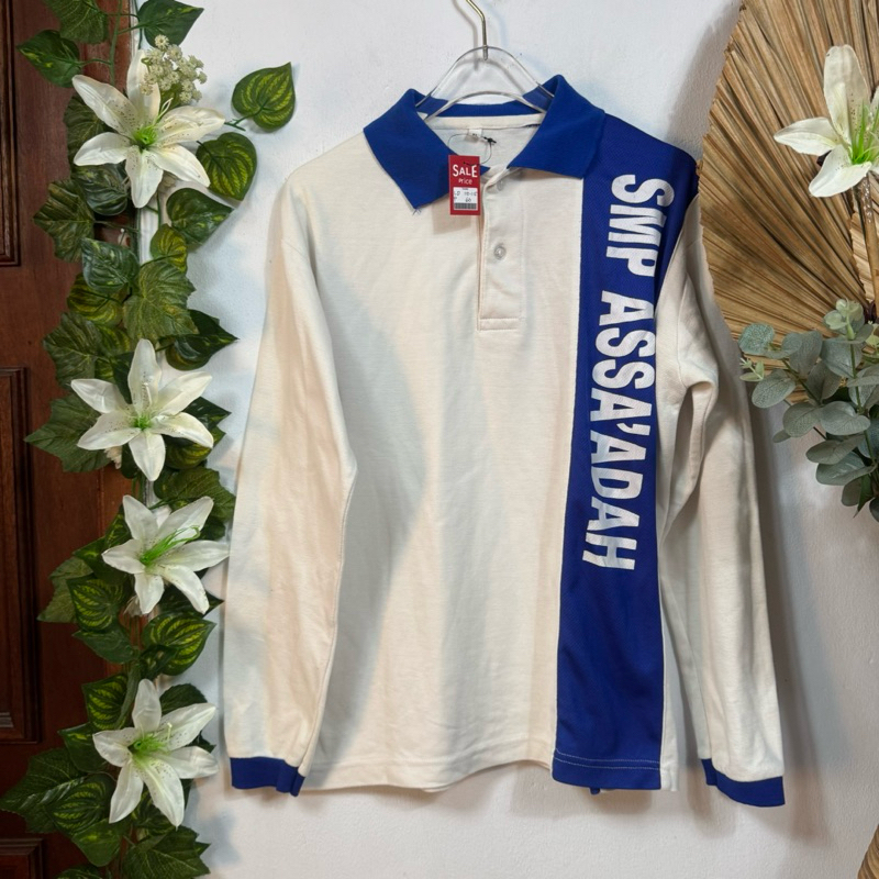 Kemeja Kaos Olahraga Putih Biru