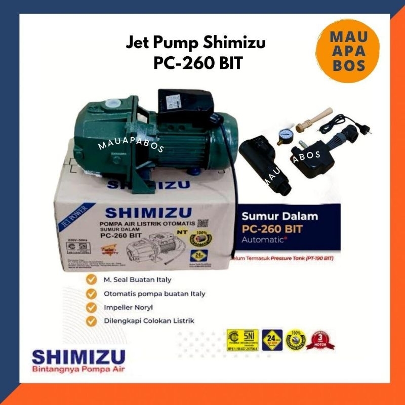 Shimizu PC 260 BIT / Pompa air sumur dalam shimizu otomatis / Pompa air dengan tabung merah