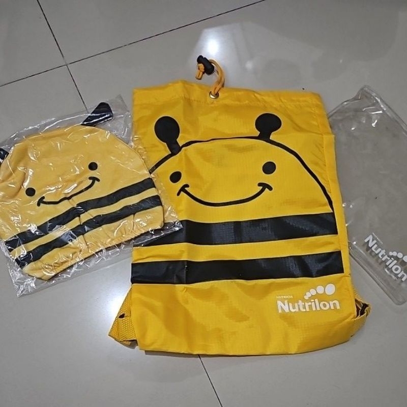 Tas renang dan topi renang Nutrilon (preloved New)
