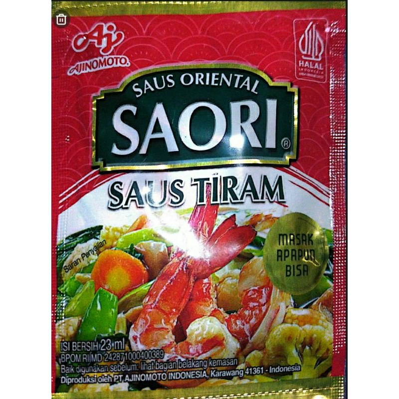 

Saus Tiram "SAORI" dari Ajinomoto, saus tiram 23 ml kemasan sachet.