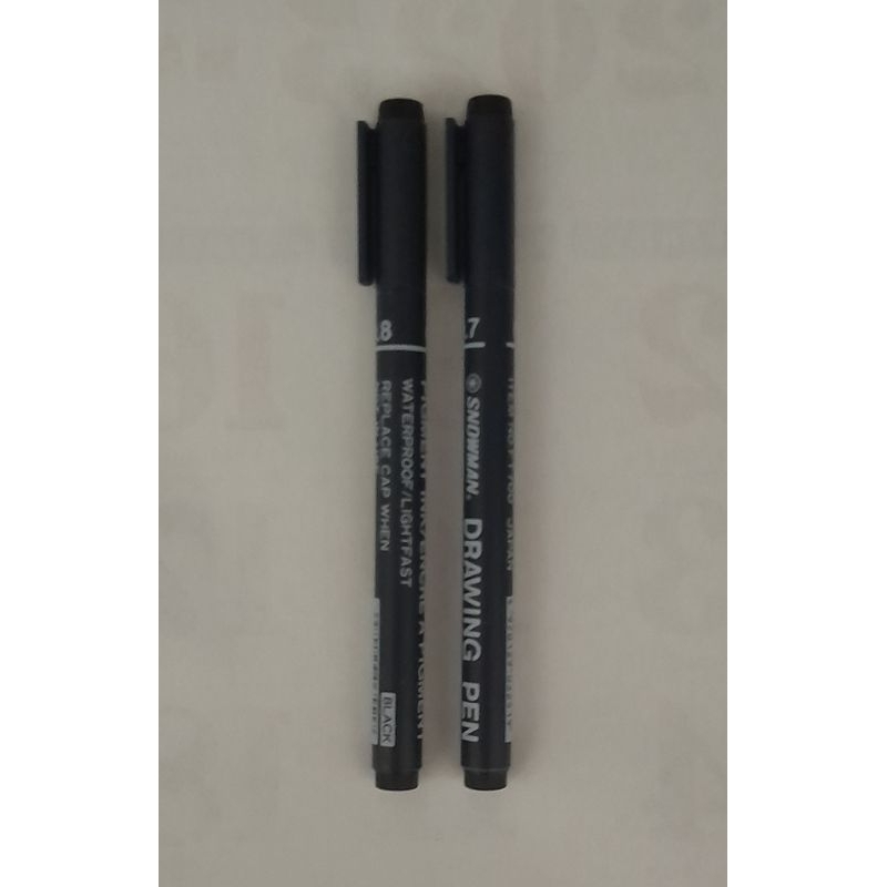 

drawing pen snowman hitam