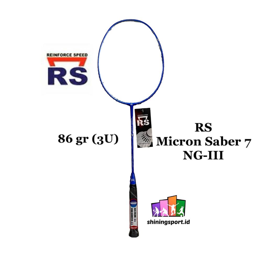 Raket Badminton RS Micron Saber 7 NG-III (+ FREE TAS DOUBLE RESLETING, KAOS, SENAR + FREE JASA PASAN