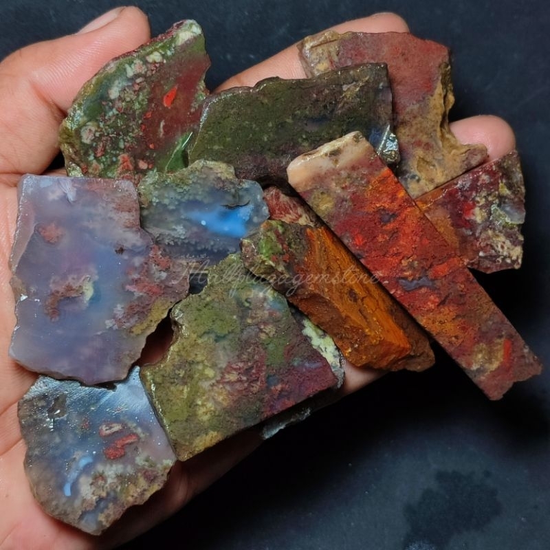 rough moss agate / natural batu lumut trenggalek super HQ motif pemandangan / bahan batu lumut treng