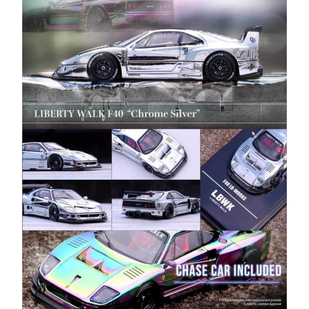 Inno64 LBWK Ferrari F40 Chrome Silver IN64-LBWKF40-CHS