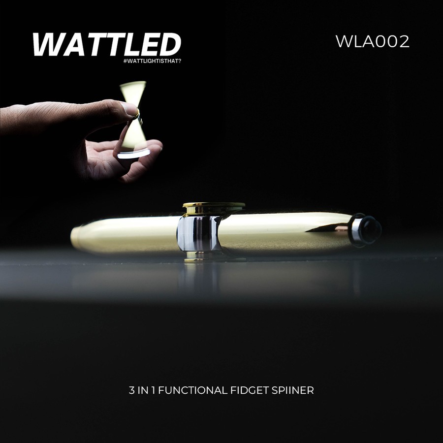 

Pulpen Pena Bolpen Fidget Spinner WATT LED Warna Serba Guna Warna Emas