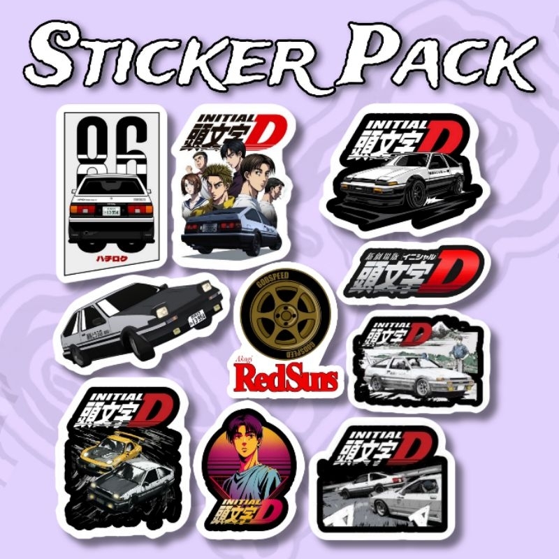 

Sticker Anime Initial D Racing Pack isi 10 pcs vinyl waterproof