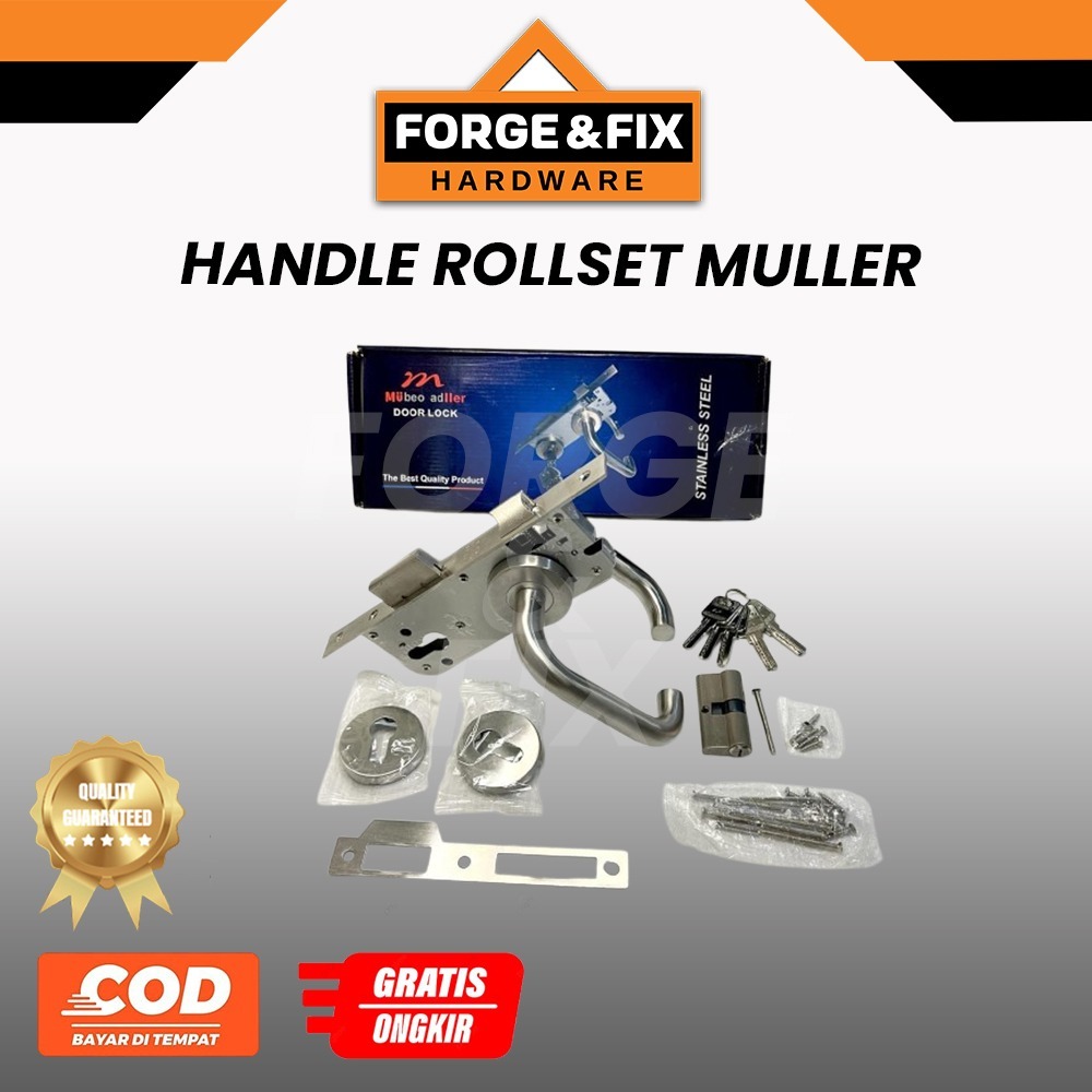 [1SET] MULLER Handle Gagang Kunci Pintu Rumah Pisah Rosed Rollset Stainless 8002