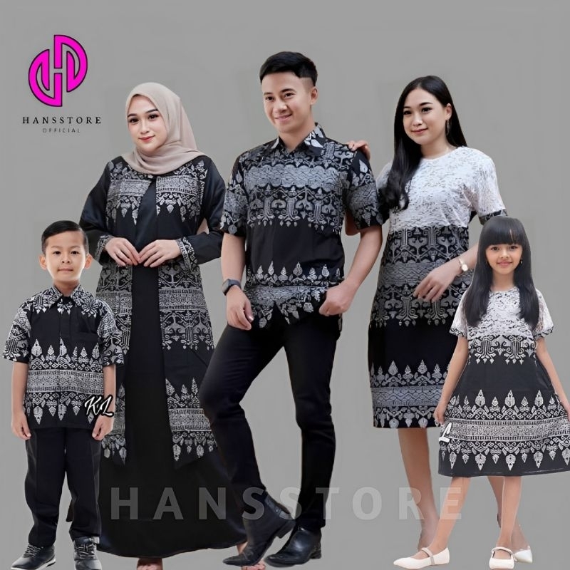 Baju Couple Keluarga Gamis Elizia Dress Brokat Keluarga Pria dan Wanita Modern Batik Couple Keluarga