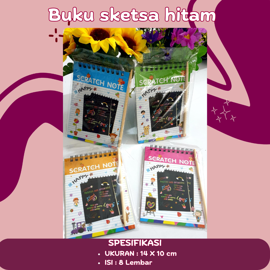 

MNN Buku sketsa hitam gores ajaib warna warni