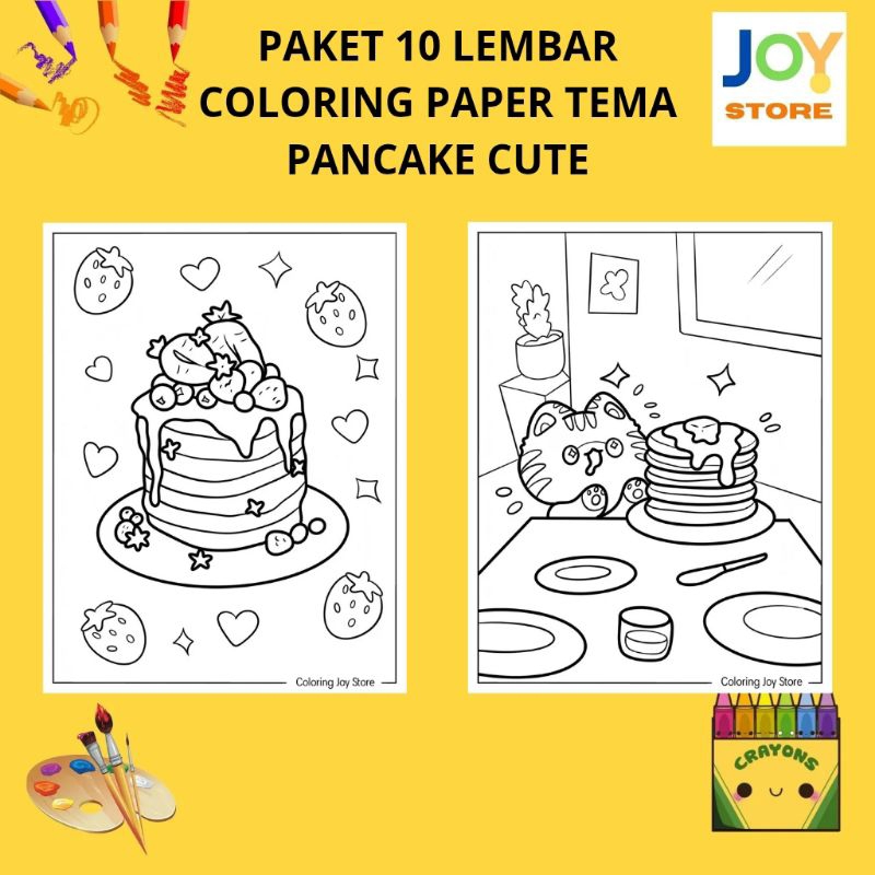 

PAKET 10 Lembar Kertas Gambar Mewarnai Tema Pancake Cute Ukuran A4 150 gsm - Coloring Paper 007