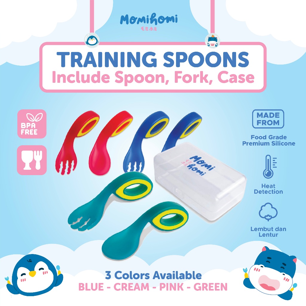 Momi Homi Sendok Makan Anak 3002 Sendok training bayi Peralatan Perlengkapan MPASI Training Spoon De