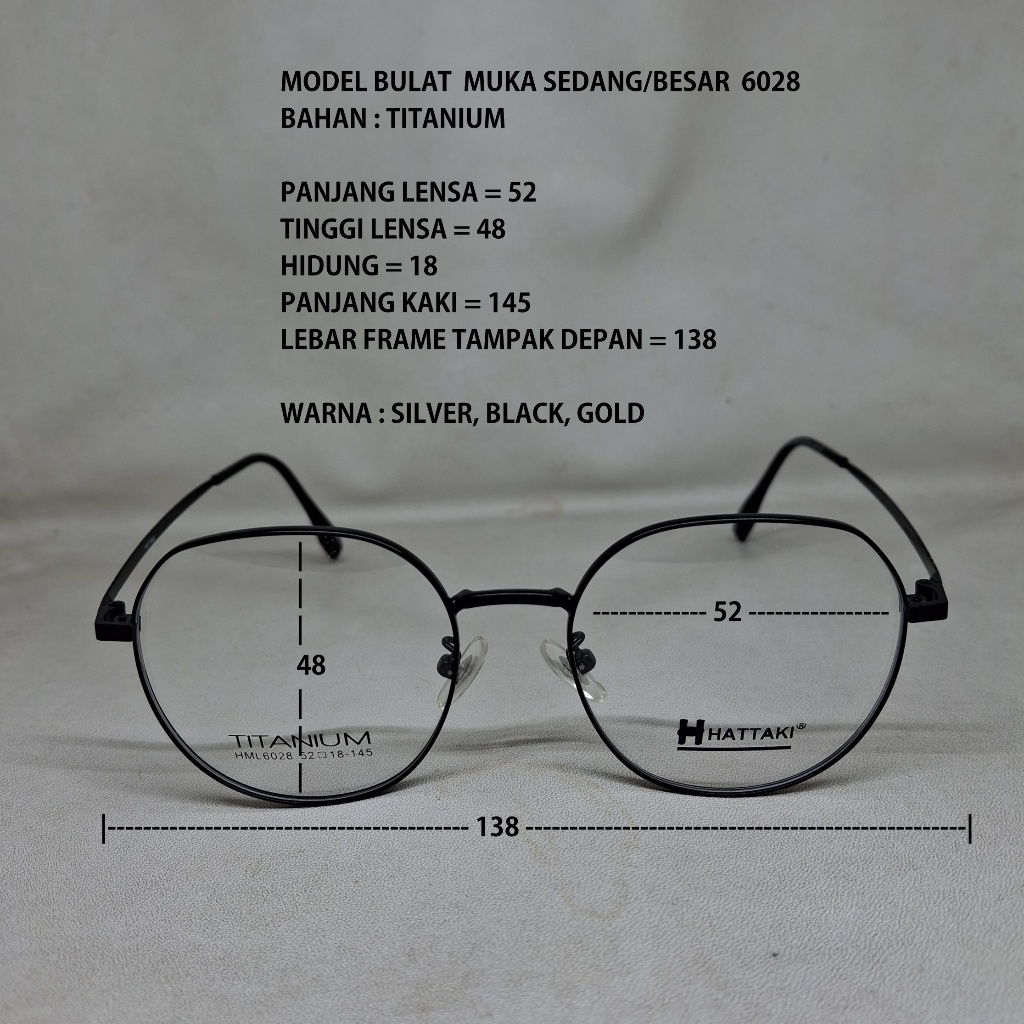 FRAME KACAMATA 6028 BULAT MUKA SEDANG / BESAR