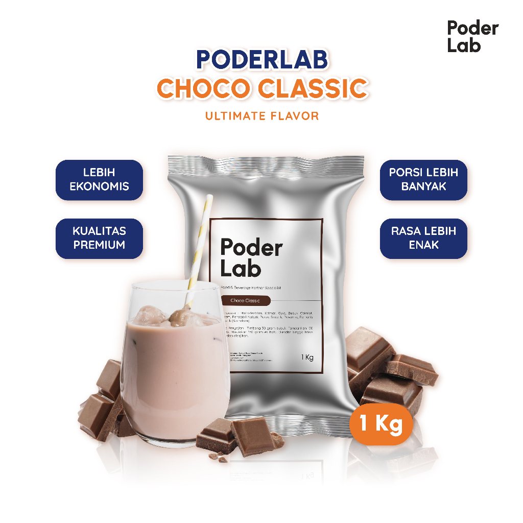 

PODERLAB - Best Seller Choco Classic Powder / Bubuk Minuman Rasa Cokelat 1 Kg