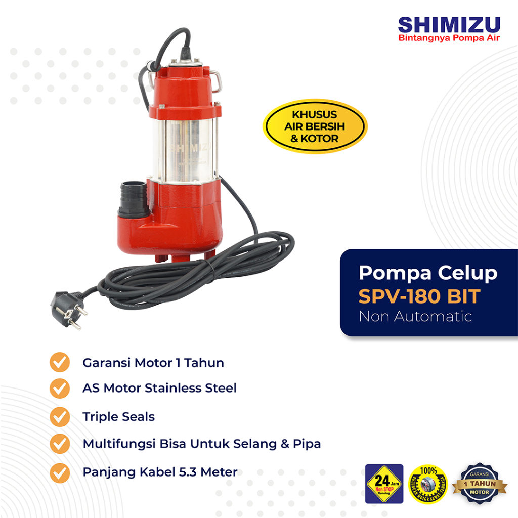 SHIMIZU SPV 180 BIT Pompa Celup / Pompa Kuras / Pompa Kolam Ikan Non Otomatis