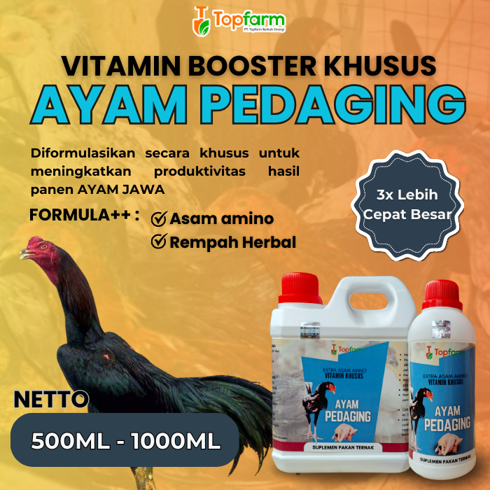 Vitamin Booster Ayam Pedaging 500ML-1LITER/ Vitamin Ayam Cepat Besar/ Penggemuk Ayam Pedaging/ Pakan