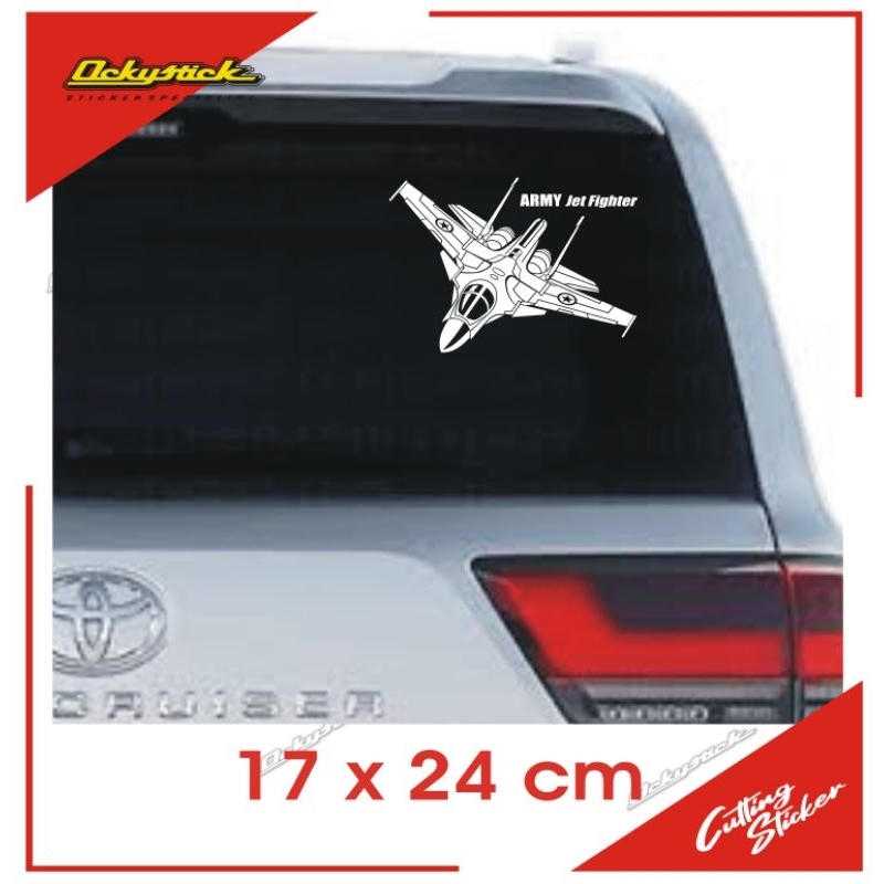 cutting sticker pesawat Army Jet Fighter stiker kaca belakang mobil