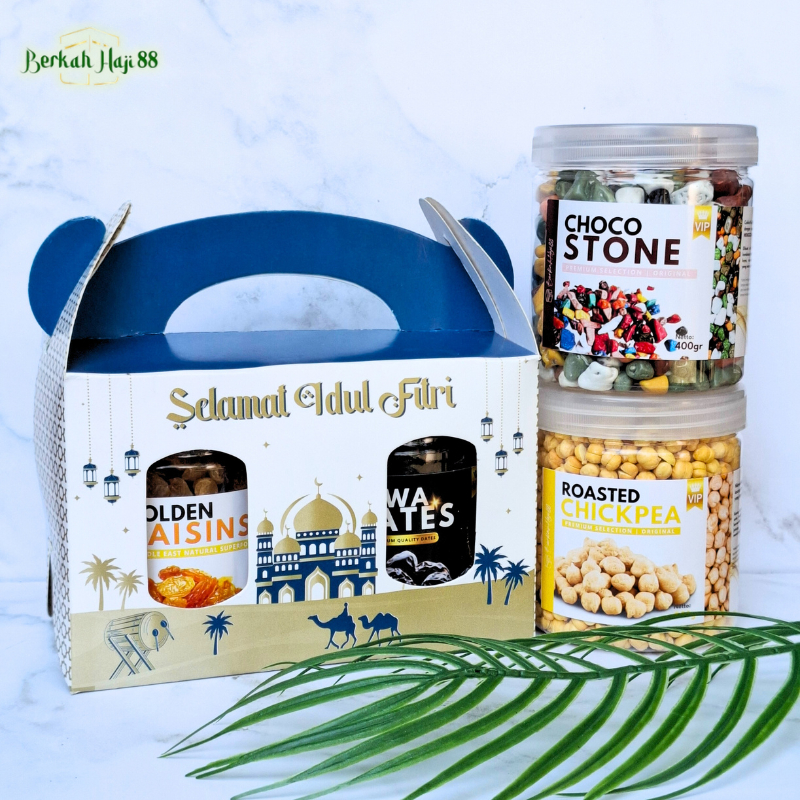 

Hampers Lebaran Idul Fitri Premium Exlusive Souvenir Oleh Oleh Haji dan Umroh Kacang Kurma Coklat