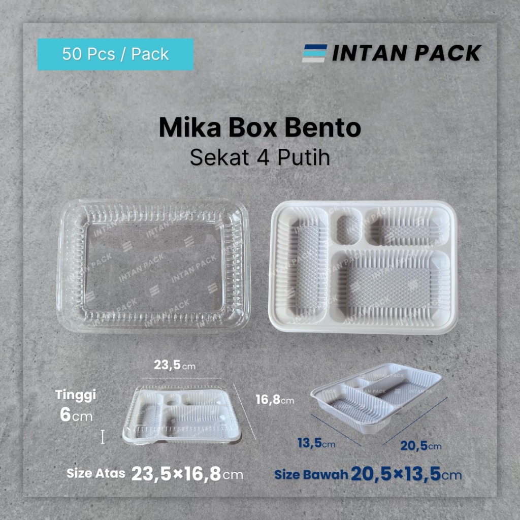 Mika Box Bento Sekat 4 Putih (50 pcs )
