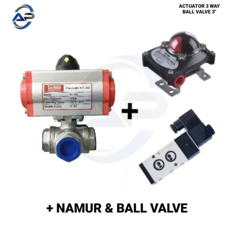 Actuator Ball Valve 3 Way Type L Port Double Acting Size 3 Inch