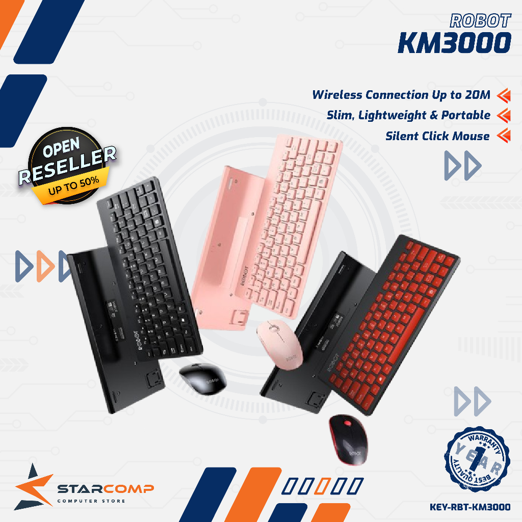 ROBOT KM3000 Portable Mini Wireless Keyboard and Mouse Combo KM 3000