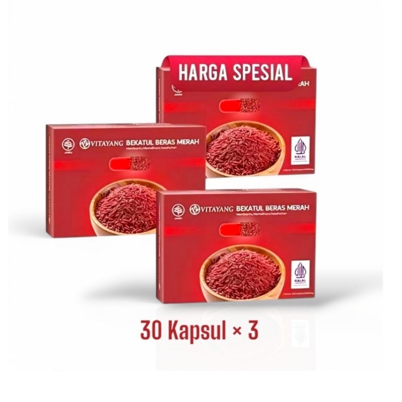 

Bekatul Beras Merah 3 box × 30 kapsul, Penurun Kolestrol