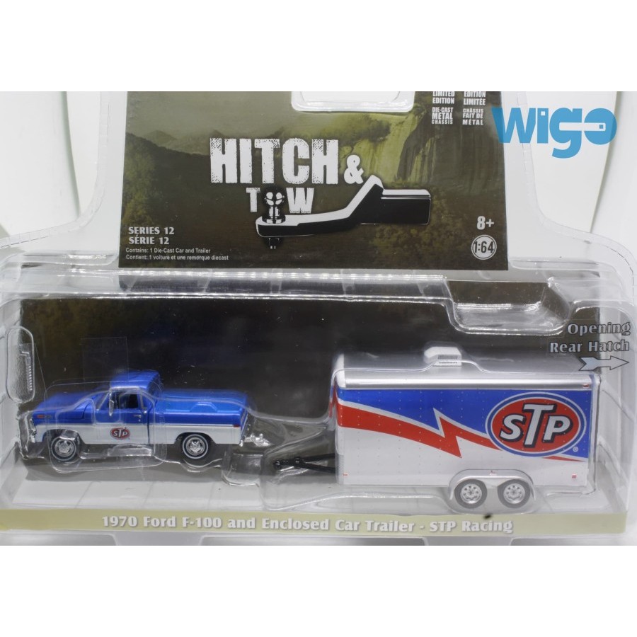 Greenlight Hitch & Tow 1970 Ford F-100 and Enclosed Car Trailer STP Racing Diecast
