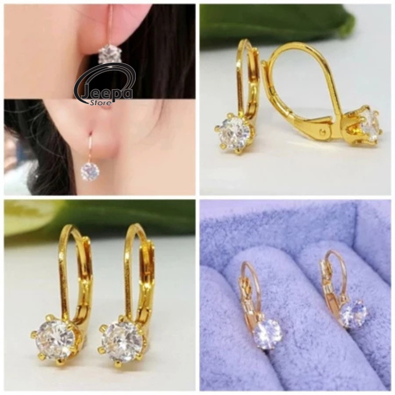 2 Pcs Anting Xuping Jepit Desi Fashion Wanita Elegan Simple Kekinian