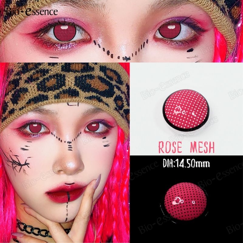 Softlens Cosplay Anime Series Pink Mesh Jaring Bisa Lihat Blind