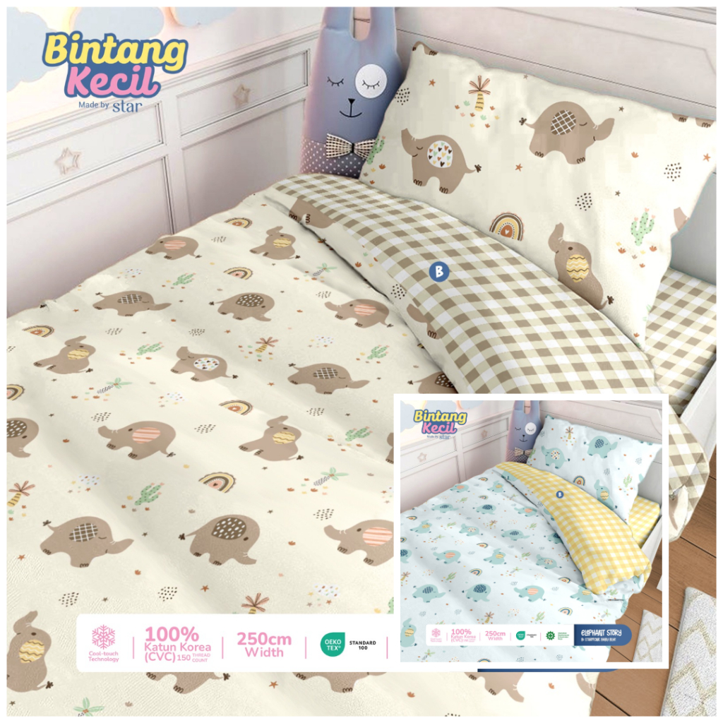 A02 SPREI ANAK ELEPHANT GAJAH ANIMAL ZOO  | SPREI ANTI GESER KATUN STAR ANAK BINTANG KECIL