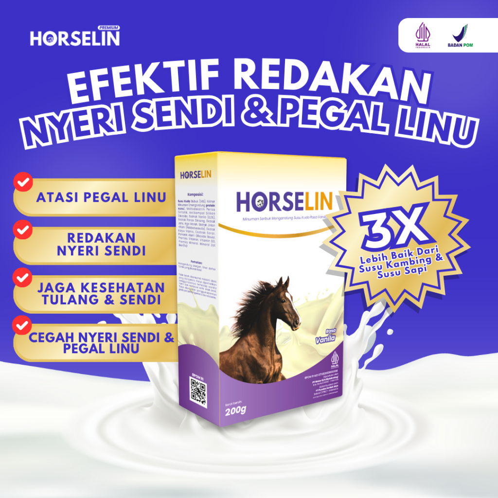 

Obat Nyeri Sendi Susu Kuda HORSELIN Mengobati Asam Urat Dan Pegal linu (200gr) Susu Bubuk