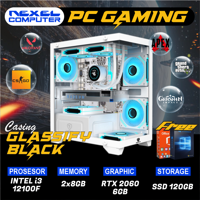 PC Gaming Gen 12 - INTEL i3 12100F - RTX 2060 - RAM 16 GB - SSD 120GB - Alder Lake