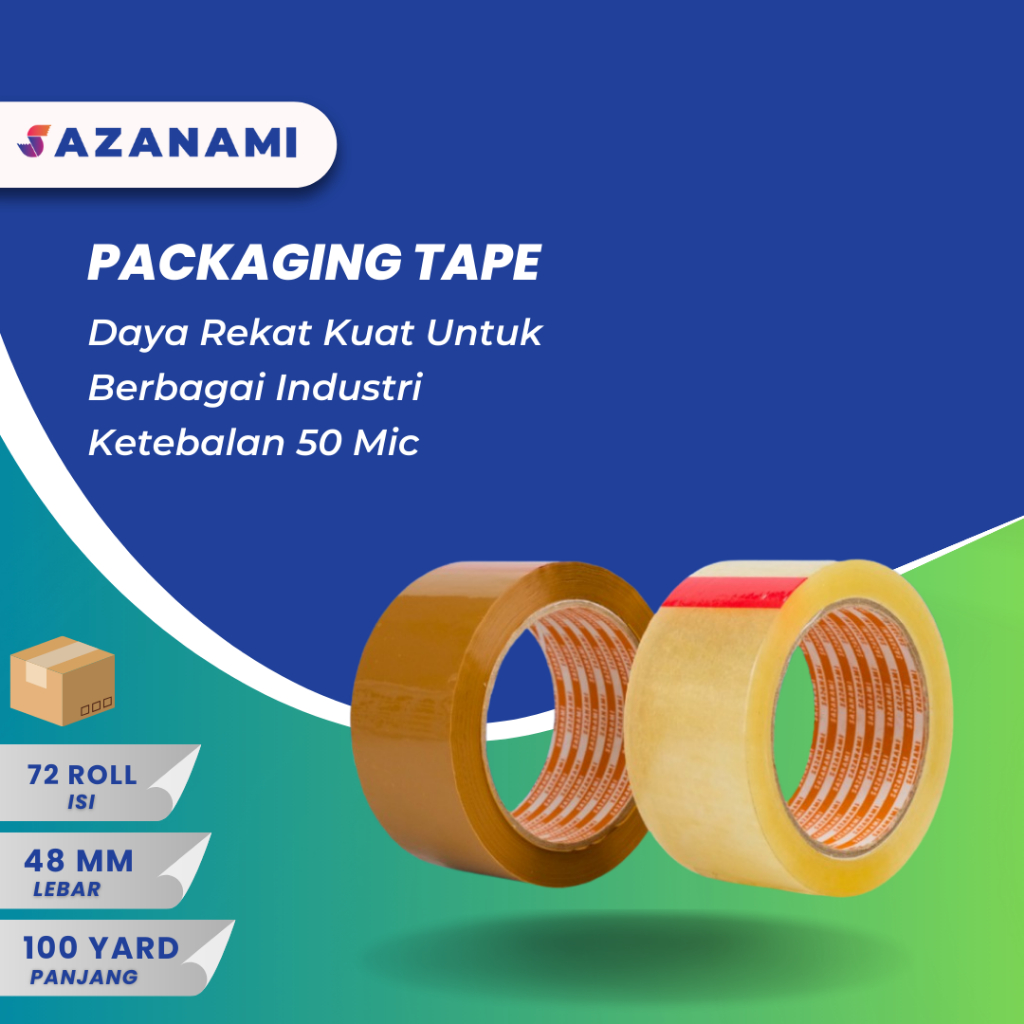 1 BOX LAKBAN BENING COKLAT 2” INCH 48MM X 100YARD SAZANAMI LAKBAN ISOLASI BENING 48MM X 100Y