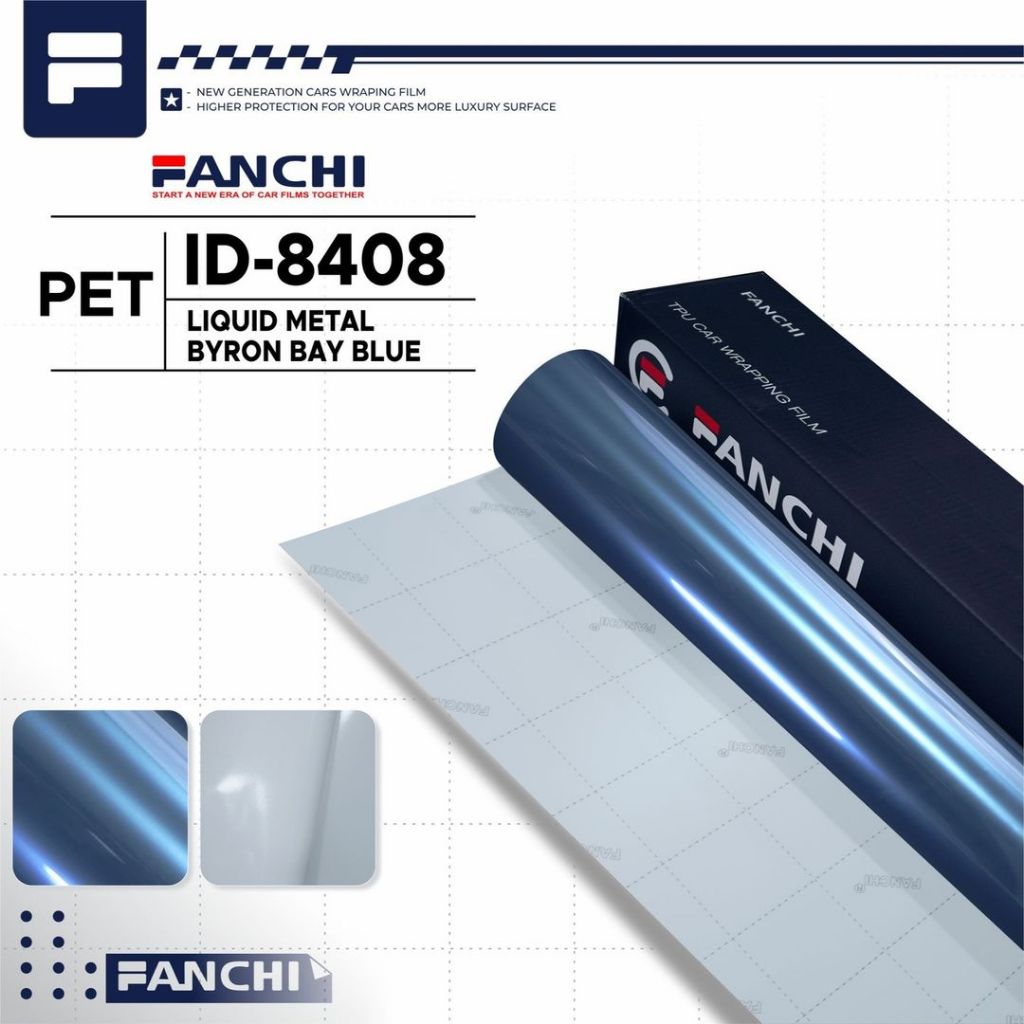 

Roll 50Cm Sticker FANCHI ID-8408 Liquid Metal Byron Blue PET Per ROLL