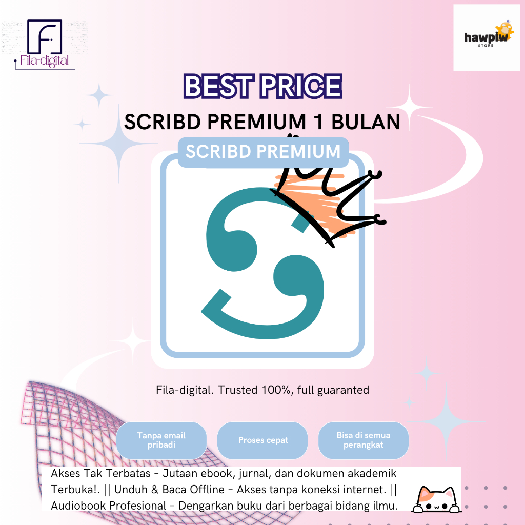 Scribd Premium akun 1 bulan
