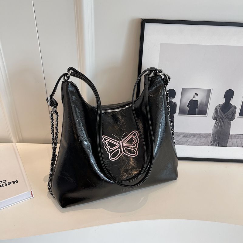 NEW HOTANK Tas Bahu Wanita Rantai Tas Bahu Kupu-kupu Tas Bahu Genggam Berkapasitas Besar Tas Jinjing