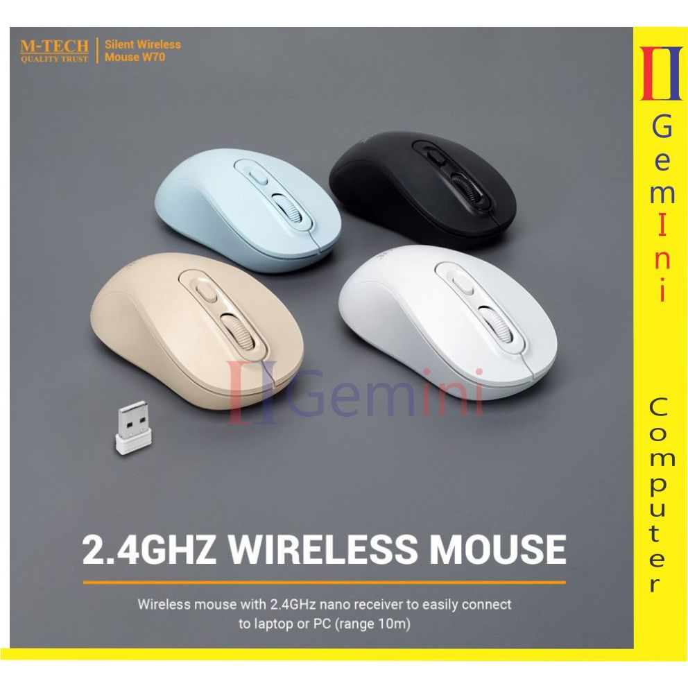 Mouse Wireless M-Tech W70 Silent Click 2.4Ghz Battery / MOUSE M TECH W 70/ MOUSE WIRELESS