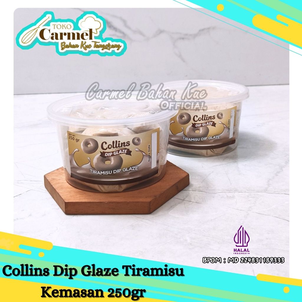 COLLINS DIP GLAZE 250GR REPACK Topping Dipping Glaze Donat Aneka Rasa FREE BUBBLE WRAP Tiramisu 250gr 9